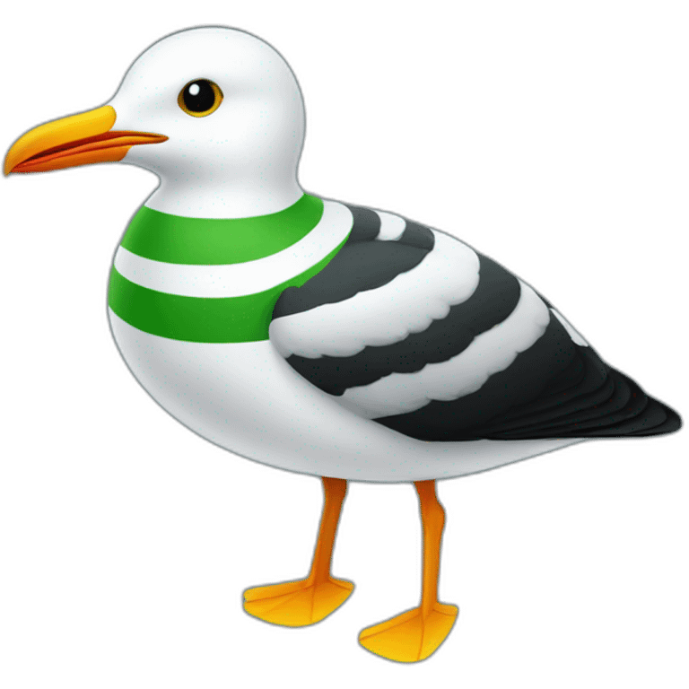 Black and green striped seagull emoji