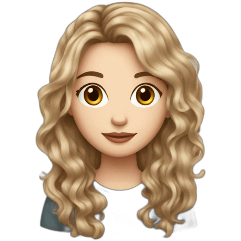 wavy hair brunette white girl with coffee emoji