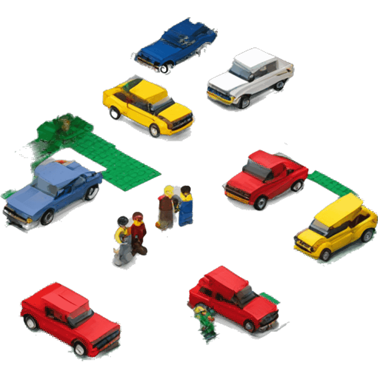 isometric car sales lot lego ser emoji