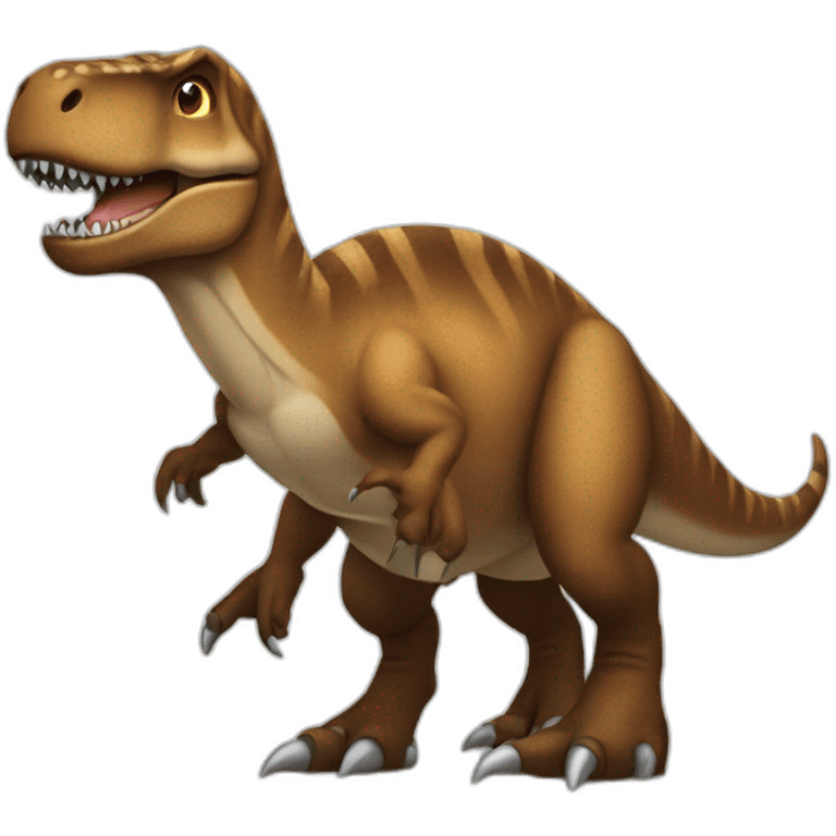 t-rex wearing brown eskimo outfit emoji