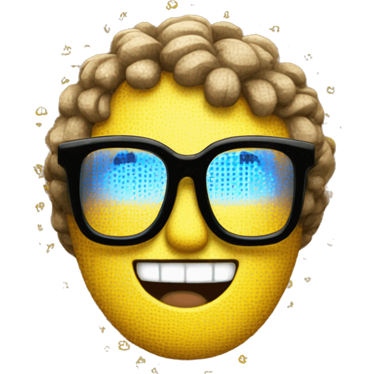 A emoji with cool pixel glasses and a smile emoji