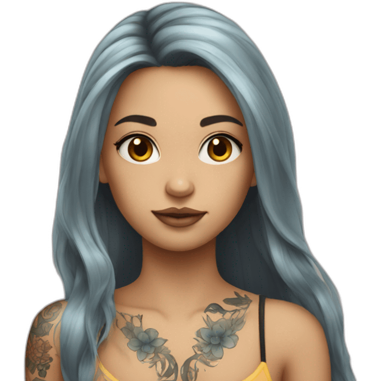 Girl with tattoo and long hair emoji