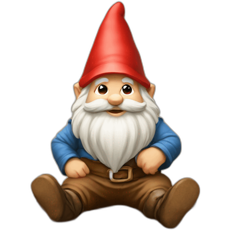 gnome sitting on brown brick sideways emoji