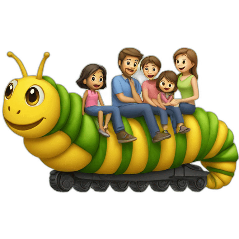 Family on a caterpillar emoji