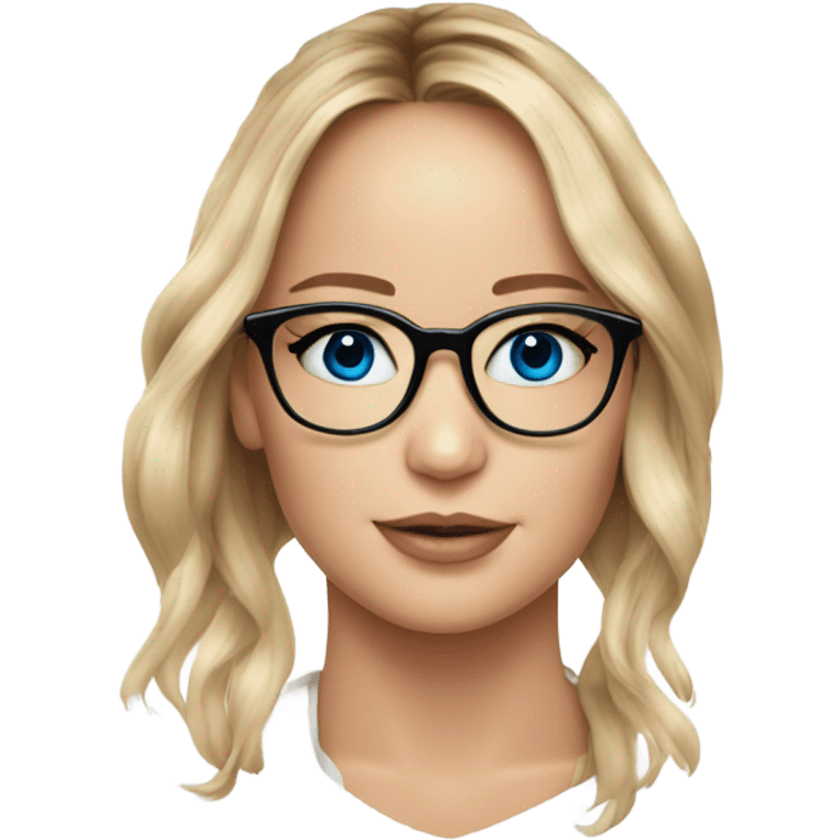 Jennifer Lawrence,  blu eyes wearing glasses  emoji