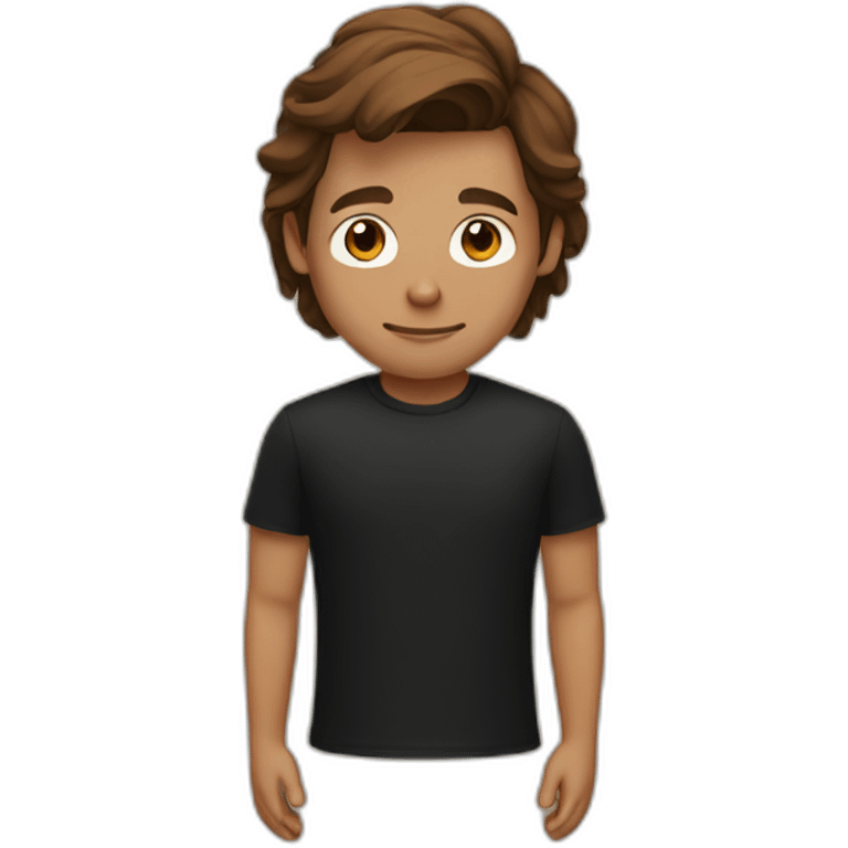 batrick bateman with black tshirt brown and centre parted hair emoji