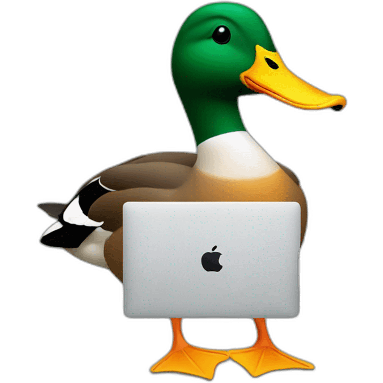 a mallard duck at a macbook pro  emoji