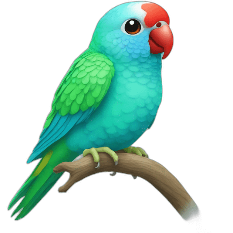 turqouise parakeet with red beak head emoji