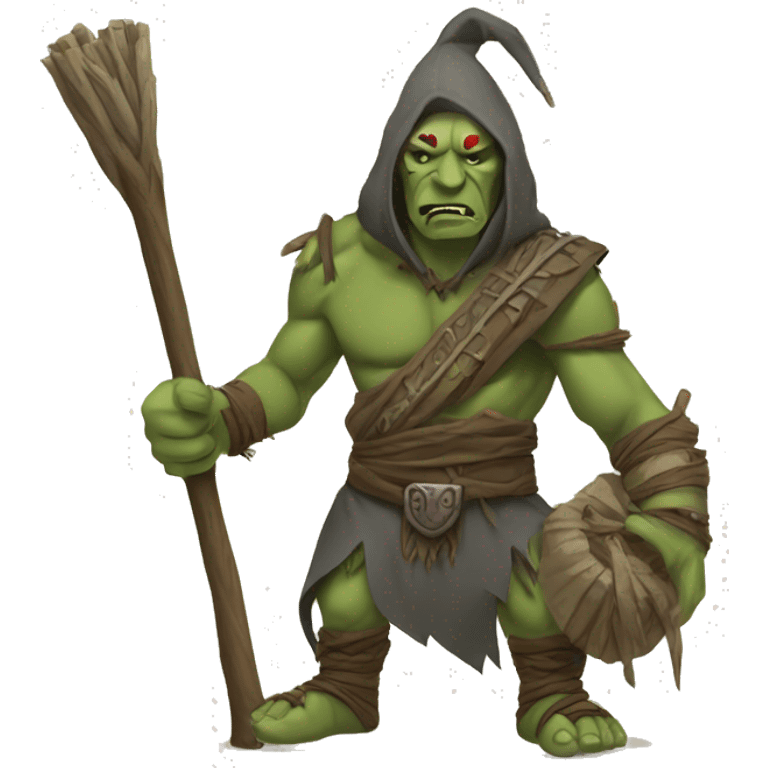 hooded orc chaman with stick emoji