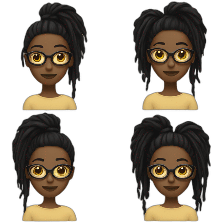 Black girl with dreadlocks half shaved and gold glasses emoji