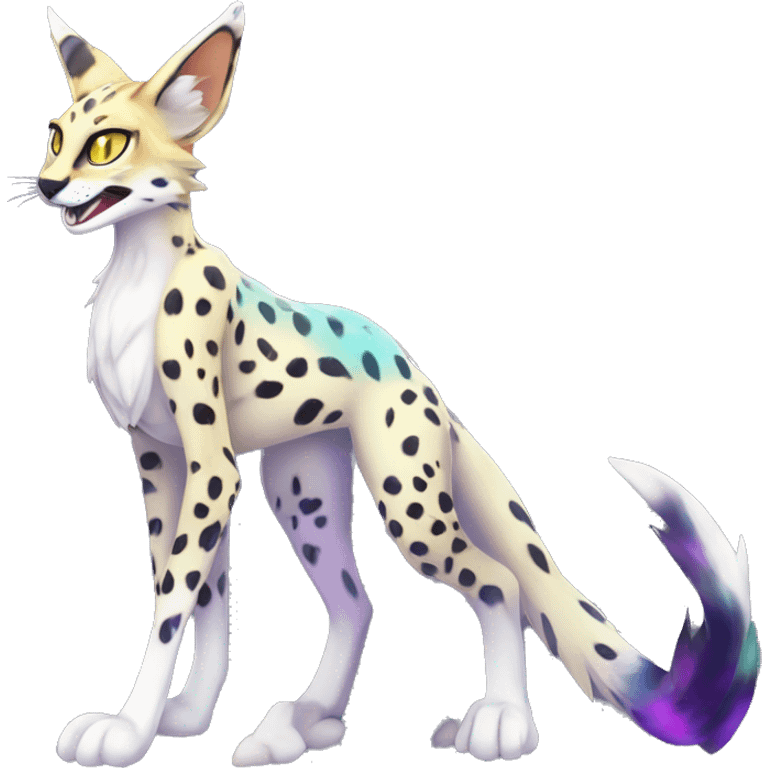 Epic Edgy Colorful ethereal eldritch Sergal-shiny Serval-Fionbri full body emoji