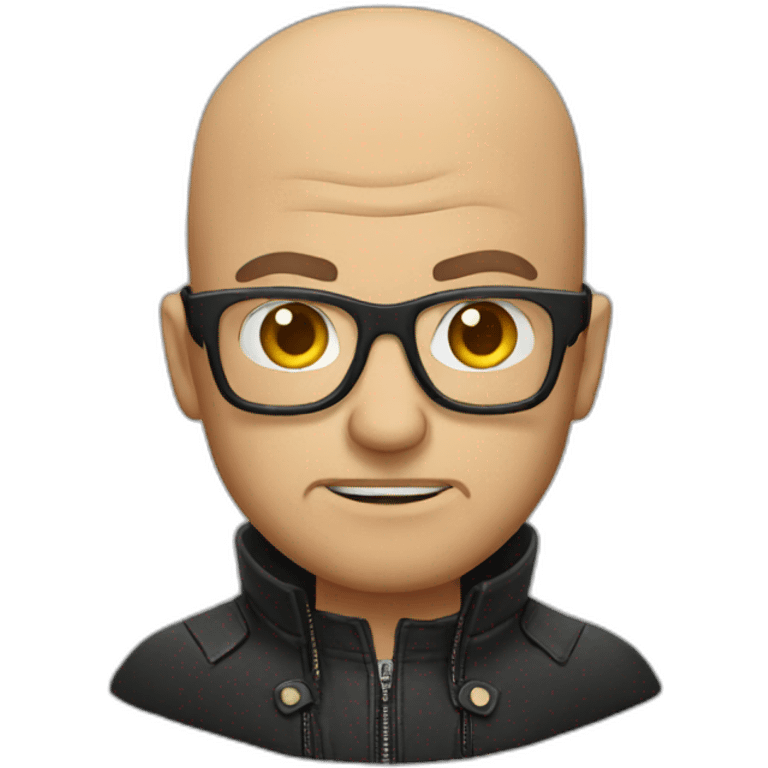 Angry bald man glasses, leather jacket emoji