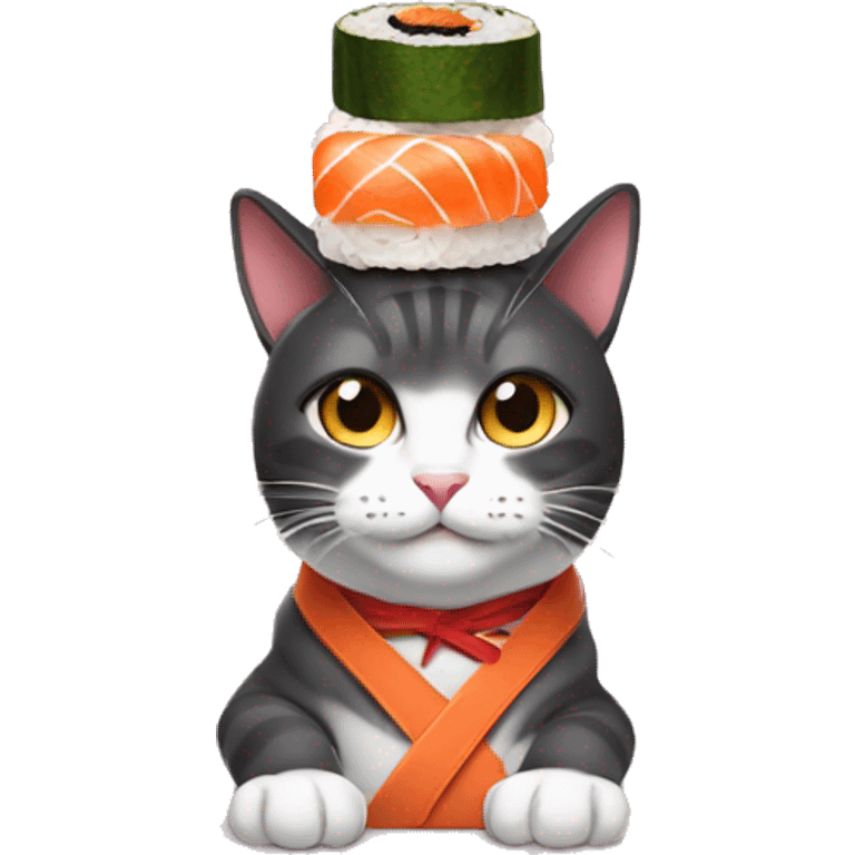 cat wearing sushi as a hat emoji