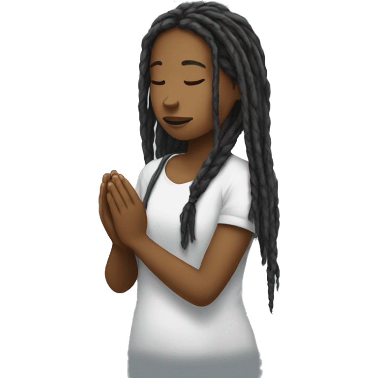 a girl with dreadlocks praying for Paris emoji