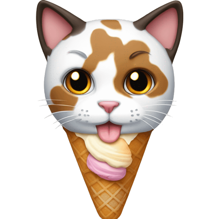 Icecream with calico cat emoji