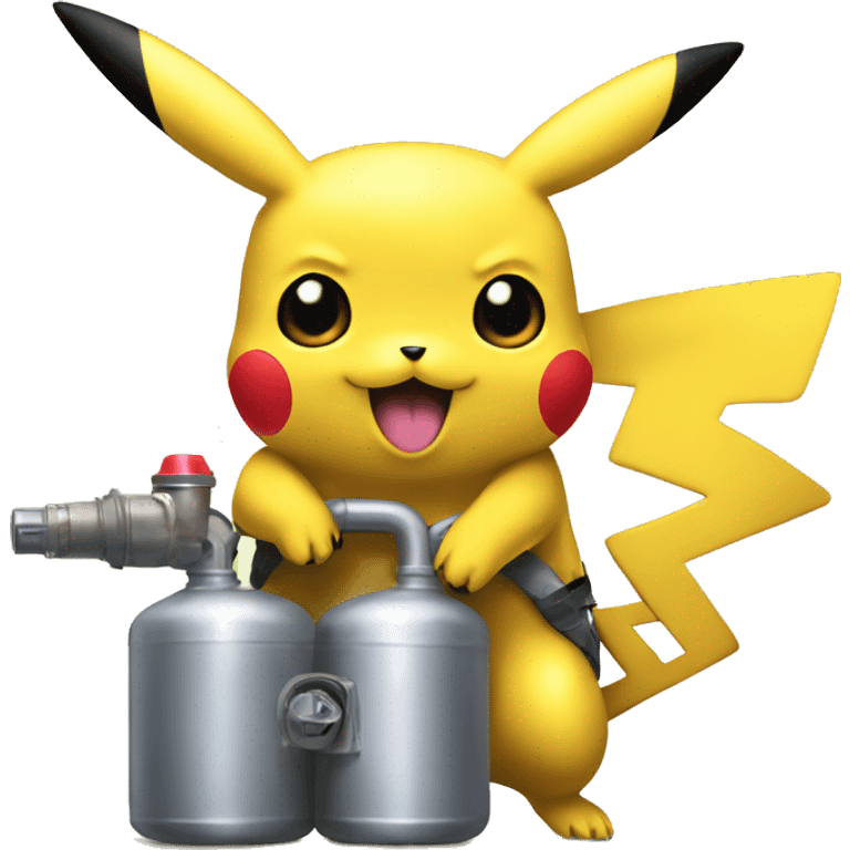 Pikachu holding a nitrous tank emoji