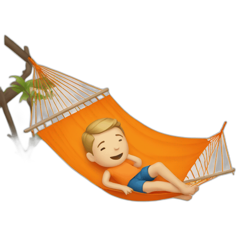 a white kid laying in orange hammock emoji