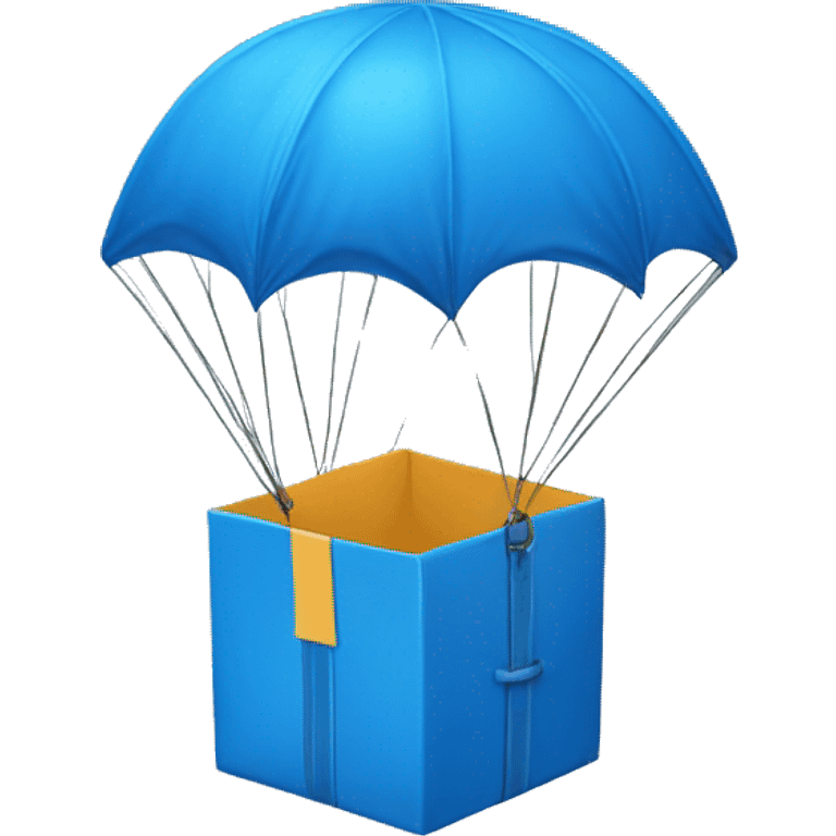 a box bound to a blue parachute emoji