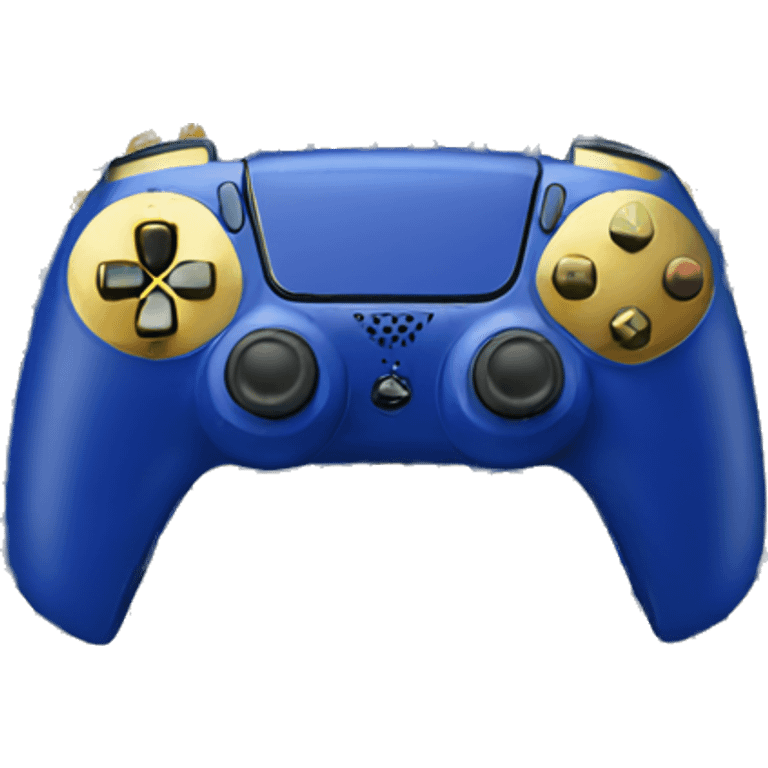 ps5 controller with blue and gold emoji