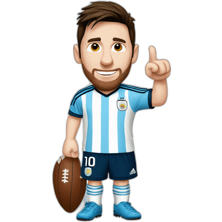 lionel messi with blue and white tshirt with argentina logo doing thumps up emoji