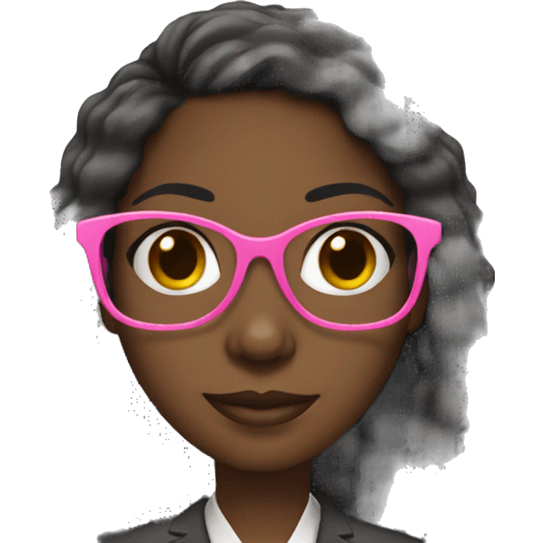 Black Girl teacher with pink glasses emoji