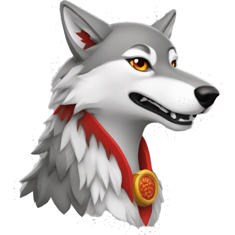 Female Wolf with 9 fire red tails emoji