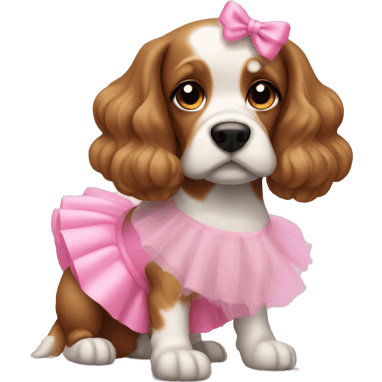 a cocker dog with a pink tutu emoji