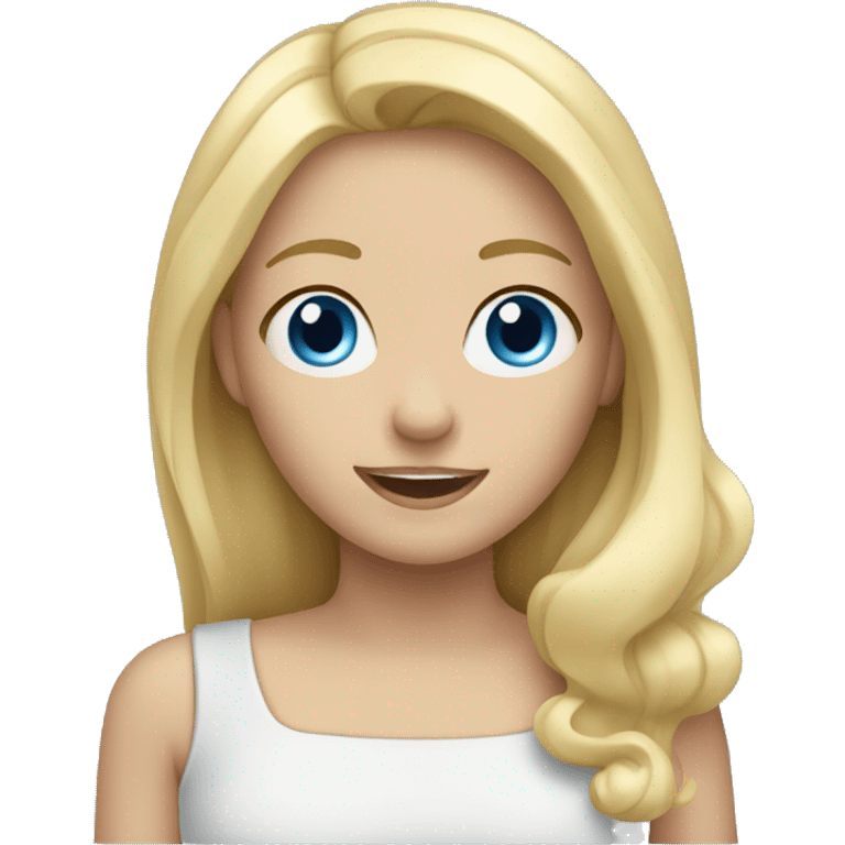 Blonde girl with blue eyes waving emoji