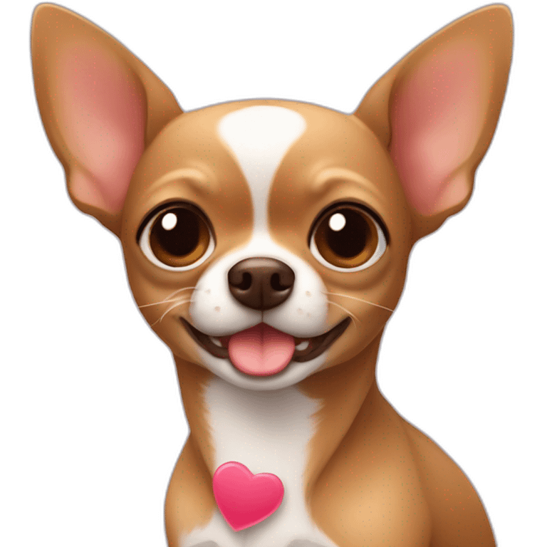 A cute brown chihuahua with a heart behind it emoji