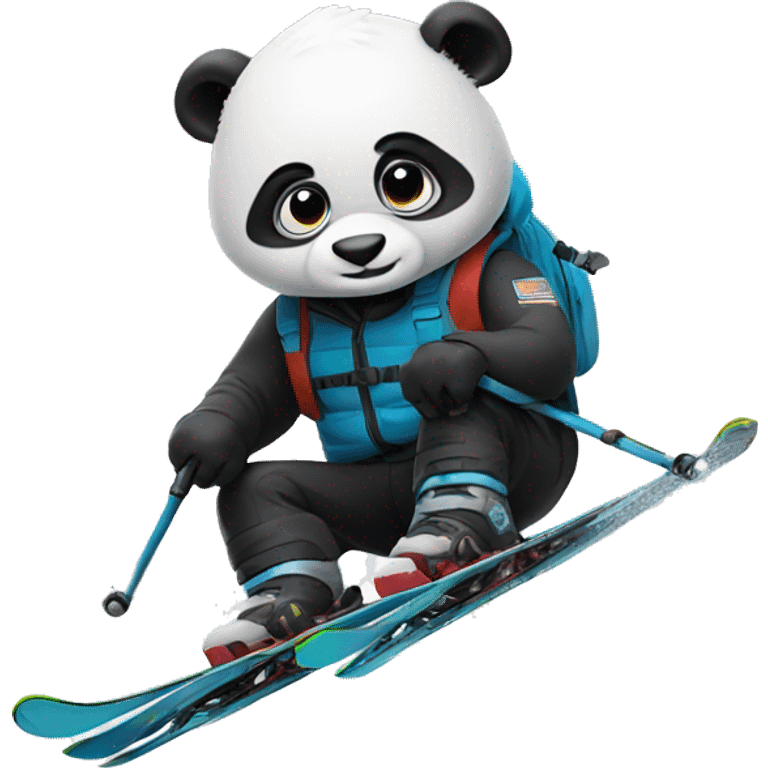 tactical Panda skiing down a snow covered mountain emoji