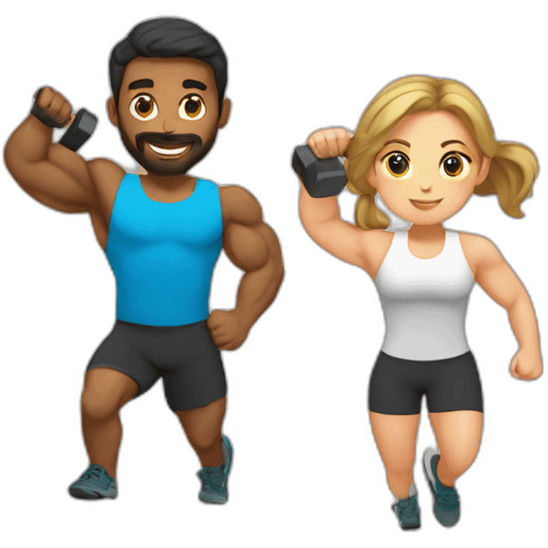 crossfiters man and woman training emoji