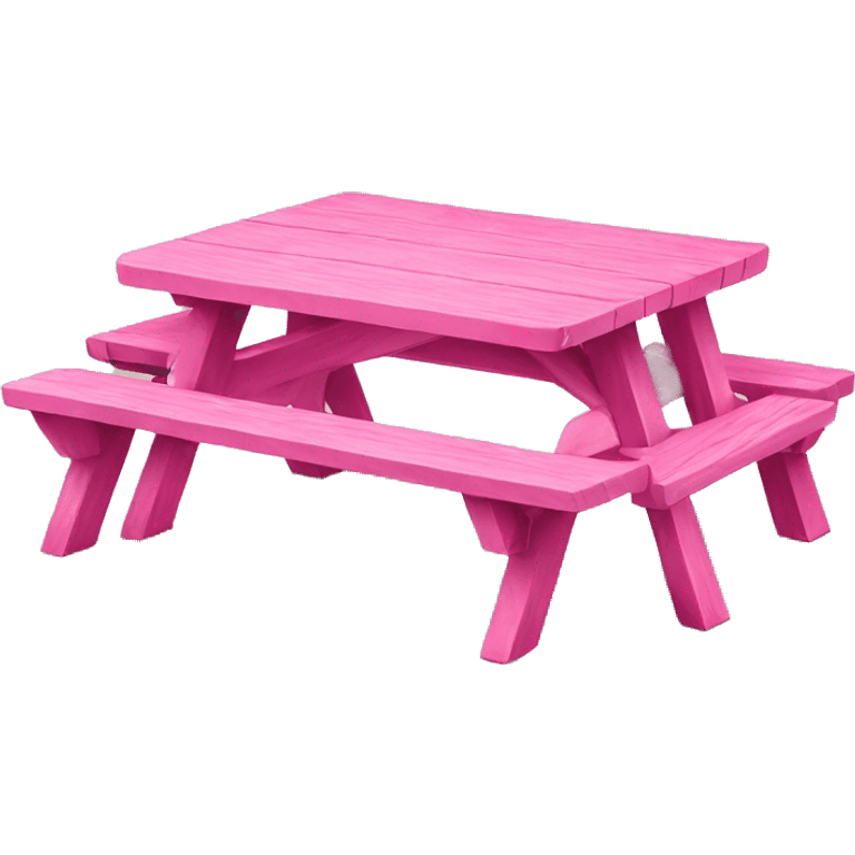 Realistic flat hot pink wooden picnic table isolated . emoji