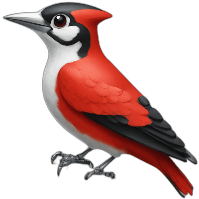 anthropogenic robotic red woodpecker emoji