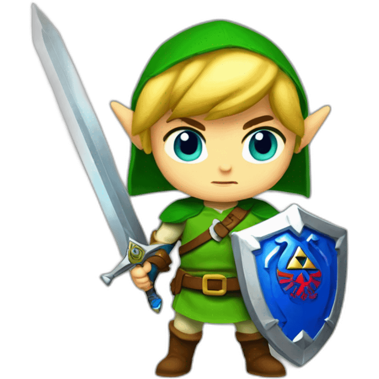 Zelda baby link standing with sword and shield emoji