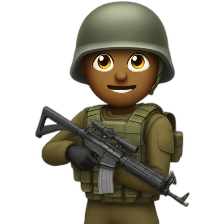 soldier pointed with his rifle to the camera emoji