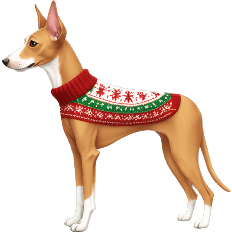 Pharaoh Hound wearing christmas Sweater  emoji