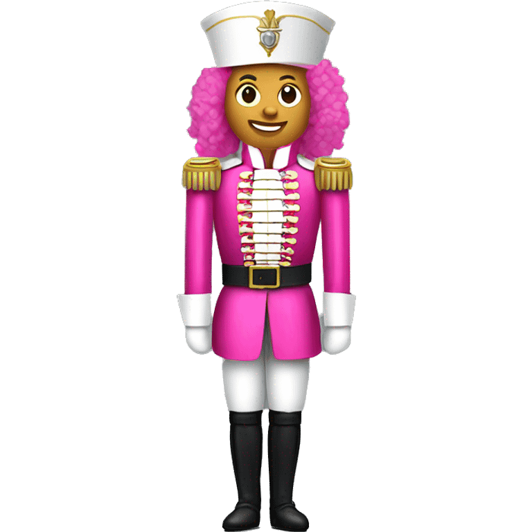 Realistic full body white female hot pink nutcracker soldier with pink hair. emoji