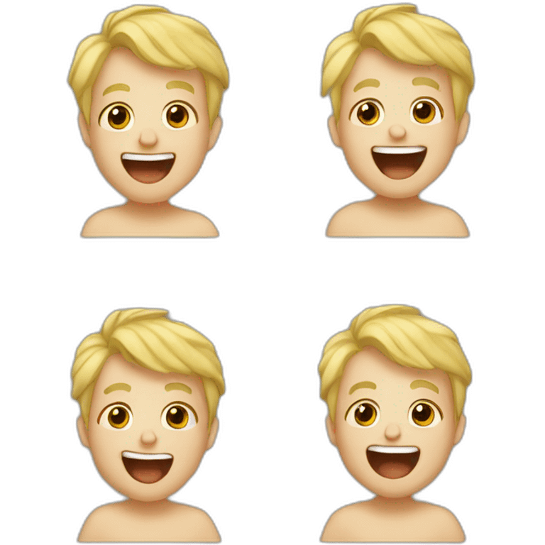 blond man laughing, has four babies emoji