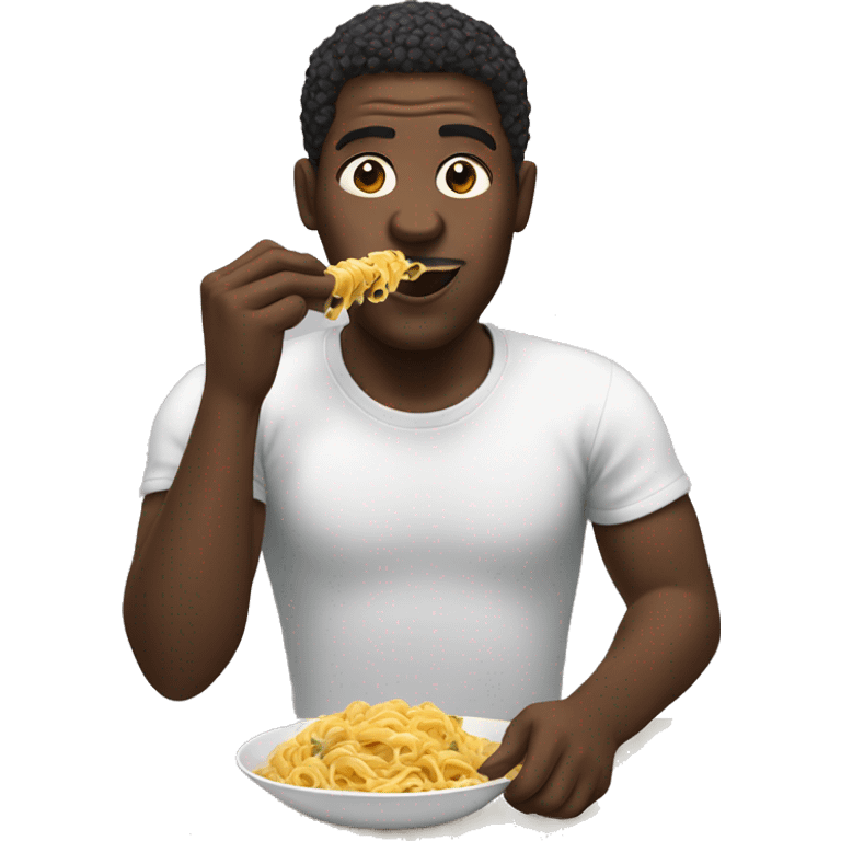 Black man eating pasta  emoji