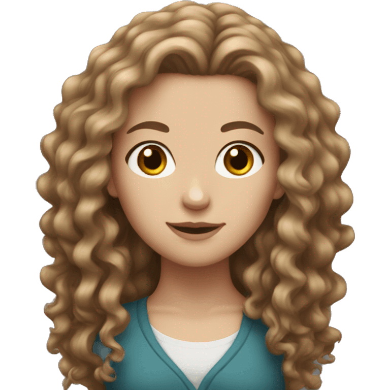 white girl with long brown curly hair emoji