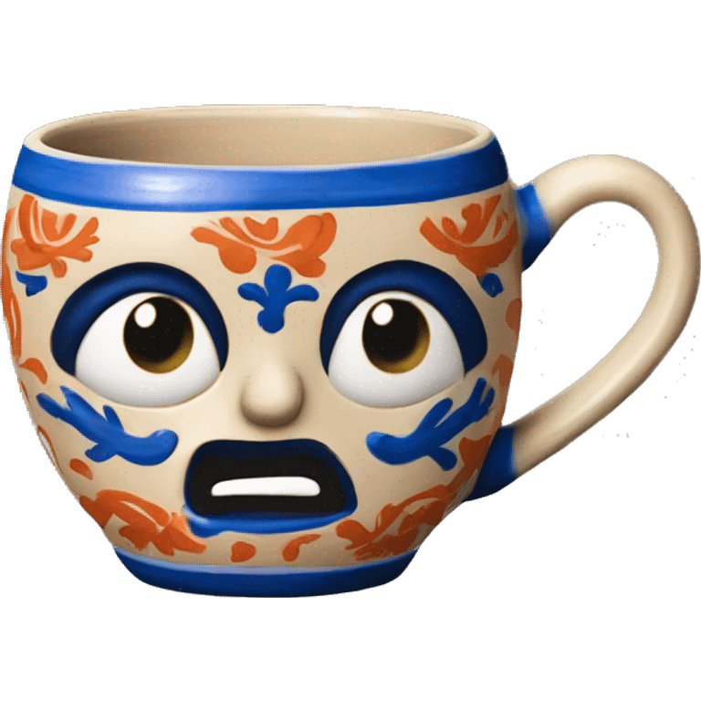 Realistic clay talavera mug isolated.  emoji