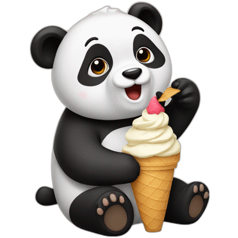 Panda eating ice cream emoji