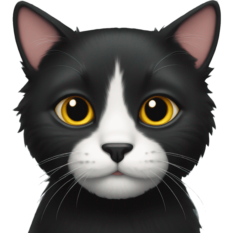 fluffy black cat with white spot on nose emoji