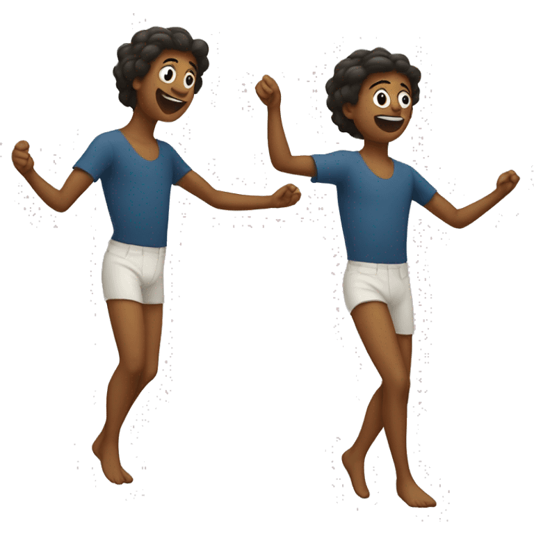 Make a human with two sides. One side is dancing and the other is standong still emoji