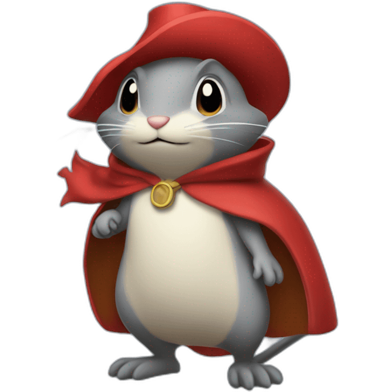 daroach (the kirby character which is a grey rat with a  red cape & tophat) emoji