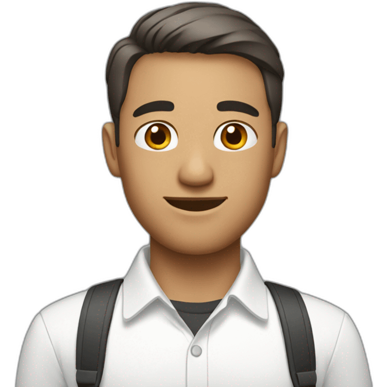 Man with short modern hair with white shirt emoji