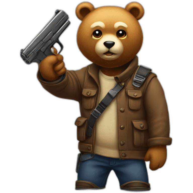 Ours avec un pistolet emoji