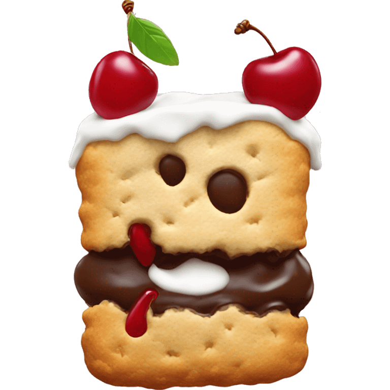 biscuit with icing and a cherry emoji