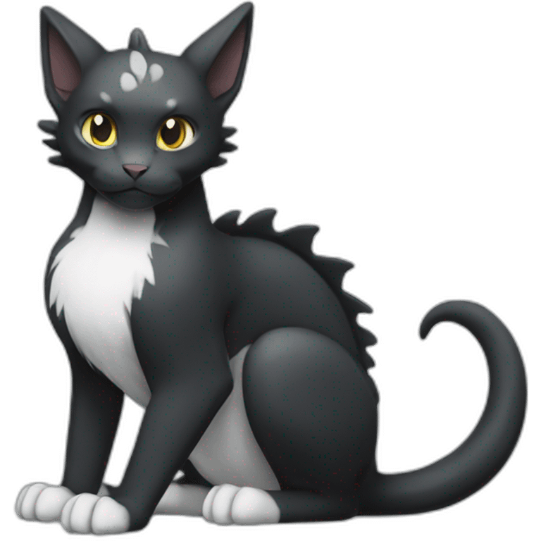 Sitting-Black-and-White-cat-dragon-type-pokemon emoji