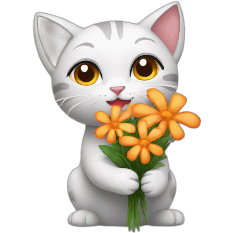 Cat giving flowers emoji